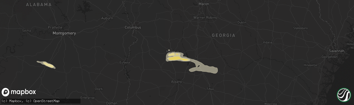 Hail map in Americus, GA on May 27, 2024