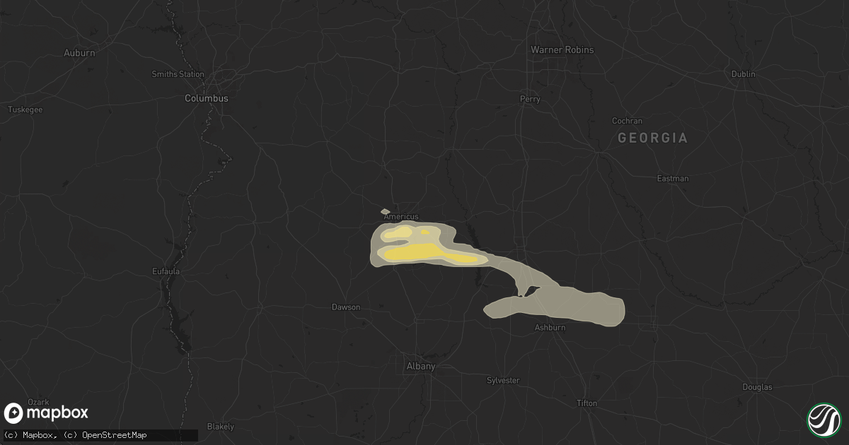 Hail map in Americus, GA on May 27, 2024