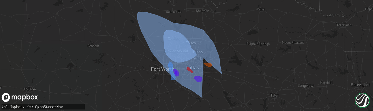 Hail map in Carrollton, TX on May 27, 2024