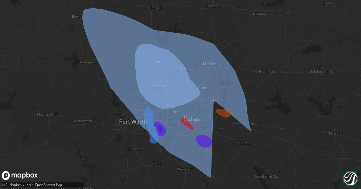 Hail map in Carrollton, TX on May 27, 2024