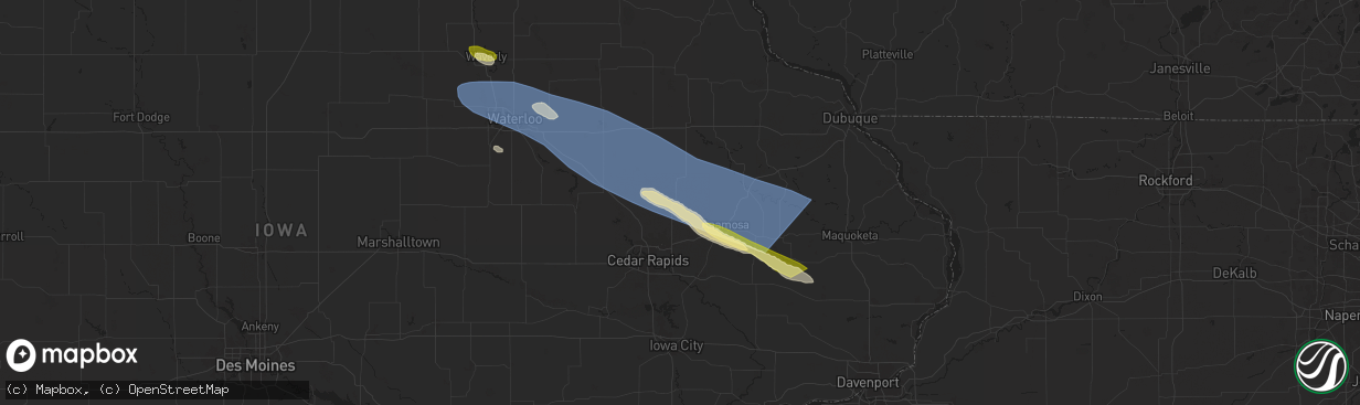 Hail map in Central City, IA on May 27, 2024