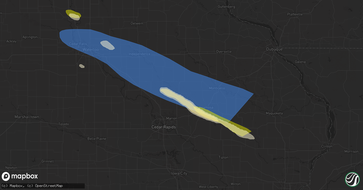 Hail map in Central City, IA on May 27, 2024