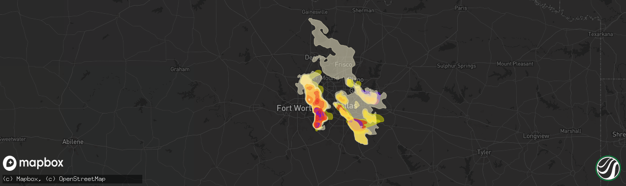 Hail map in Colleyville, TX on May 27, 2024