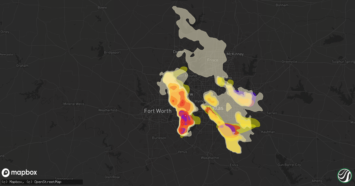 Hail map in Colleyville, TX on May 27, 2024