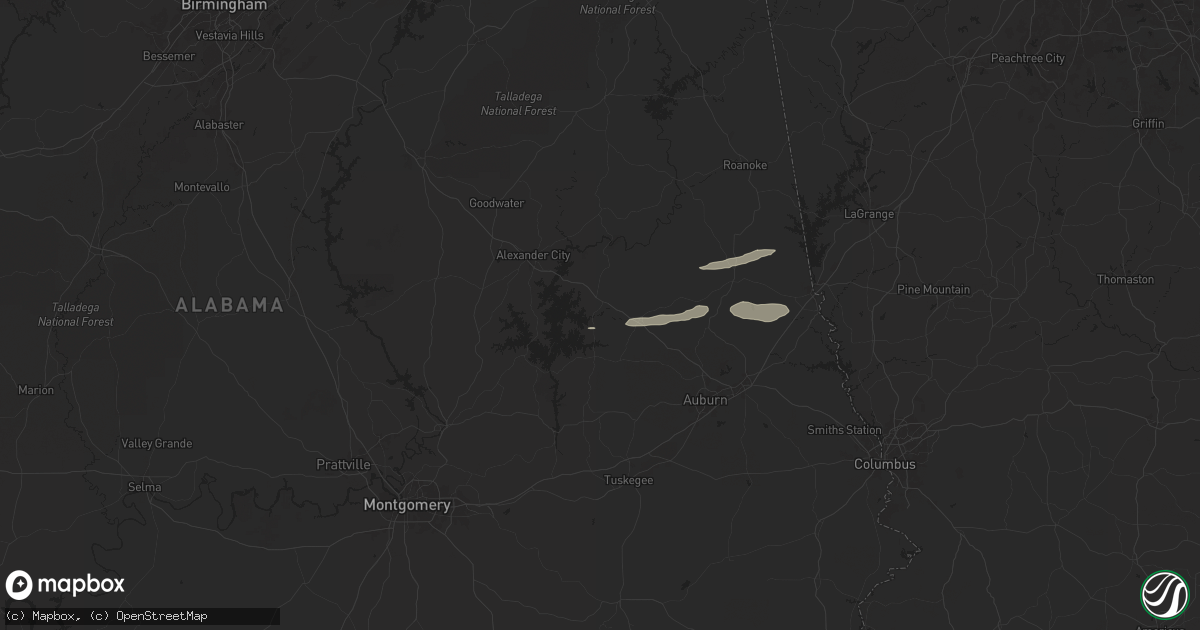 Hail map in Dadeville, AL on May 27, 2024