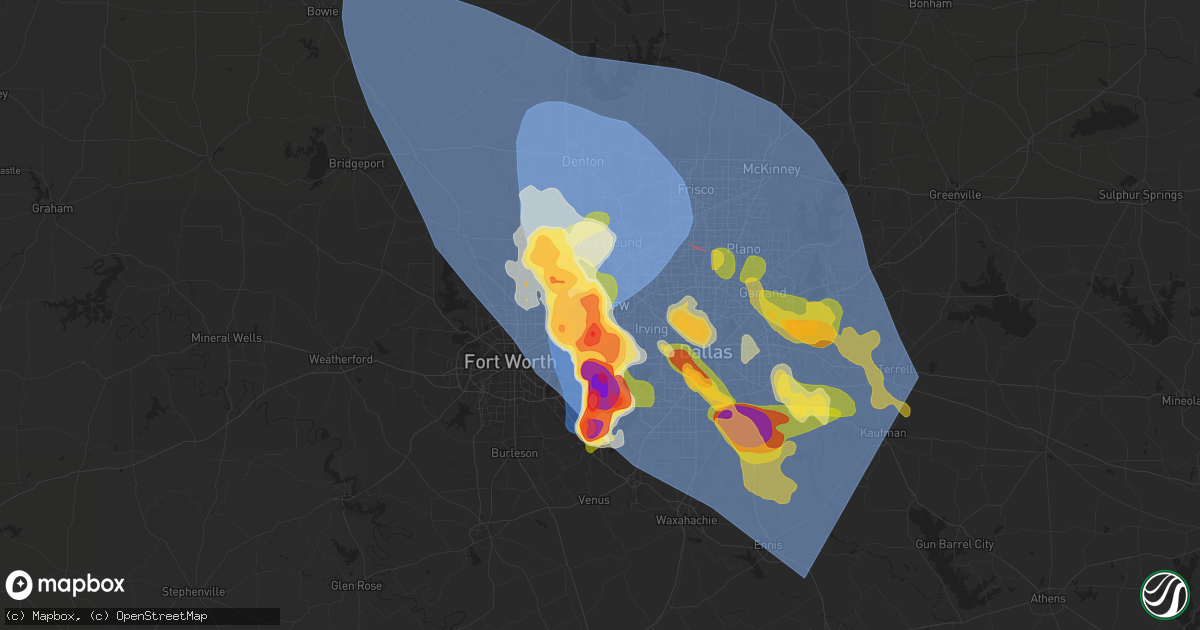 Hail map in Euless, TX on May 27, 2024