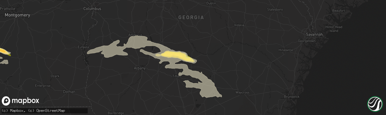 Hail map in Fitzgerald, GA on May 27, 2024