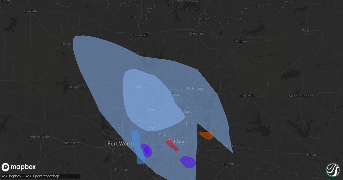 Hail map in Frisco, TX on May 27, 2024