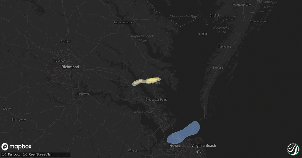 Hail map in Gloucester, VA on May 27, 2024