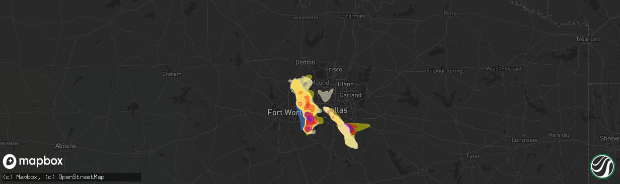 Hail map in Grapevine, TX on May 27, 2024
