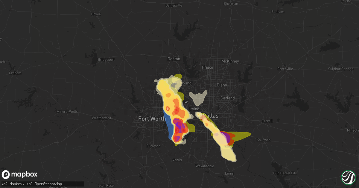 Hail map in Grapevine, TX on May 27, 2024