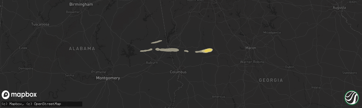Hail map in Hamilton, GA on May 27, 2024