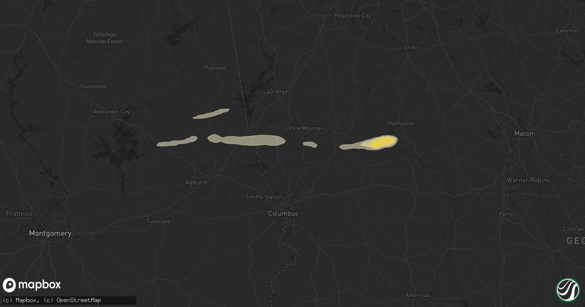 Hail map in Hamilton, GA on May 27, 2024