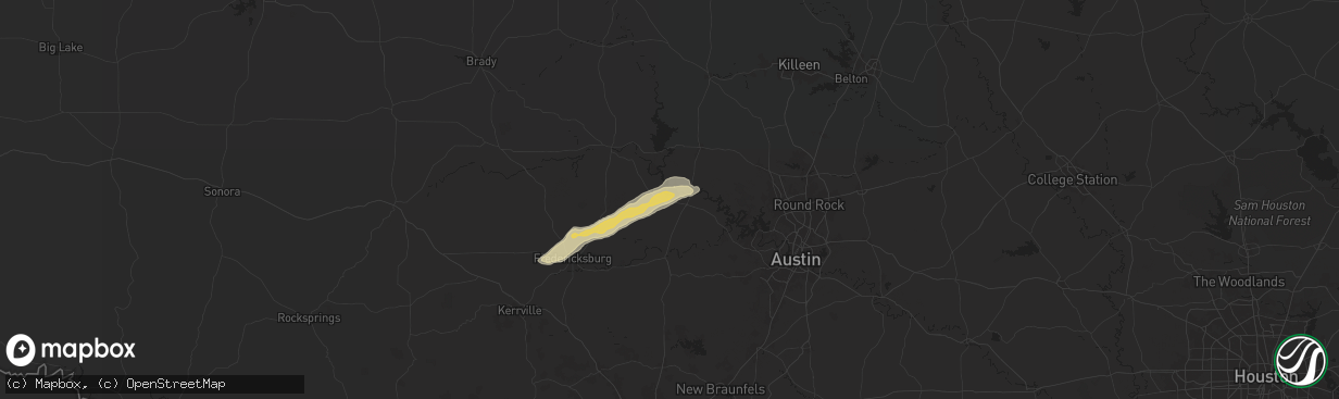 Hail map in Horseshoe Bay, TX on May 27, 2024