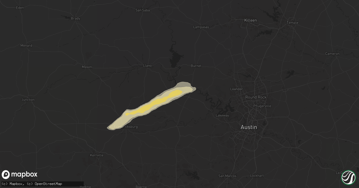 Hail map in Horseshoe Bay, TX on May 27, 2024