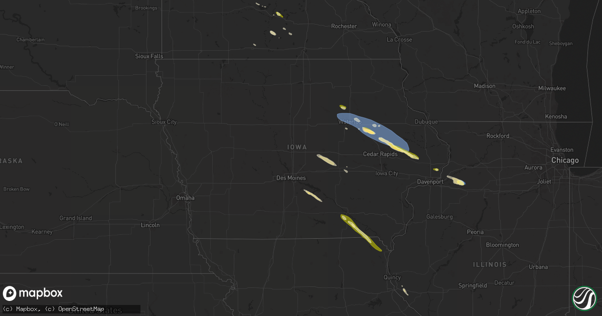 Hail map in Iowa on May 27, 2024