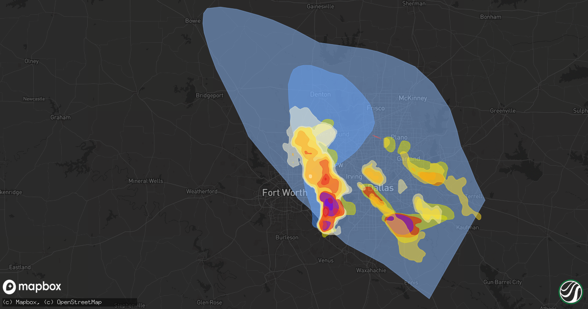 Hail map in Keller, TX on May 27, 2024