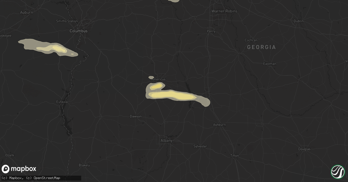 Hail map in Leslie, GA on May 27, 2024
