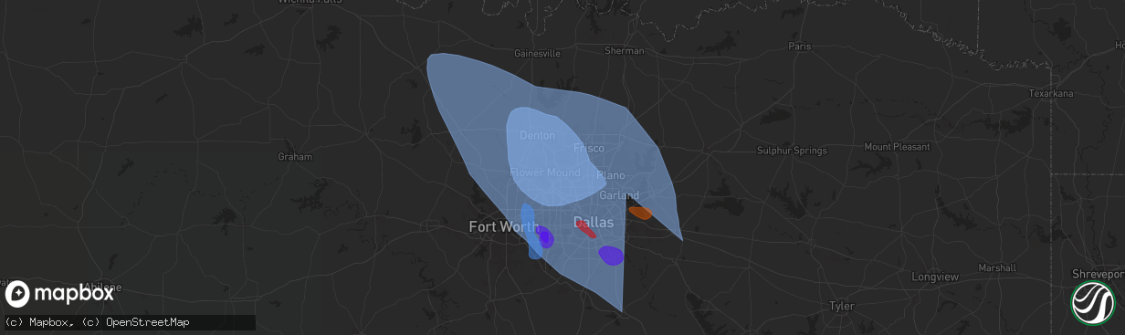 Hail map in Lewisville, TX on May 27, 2024