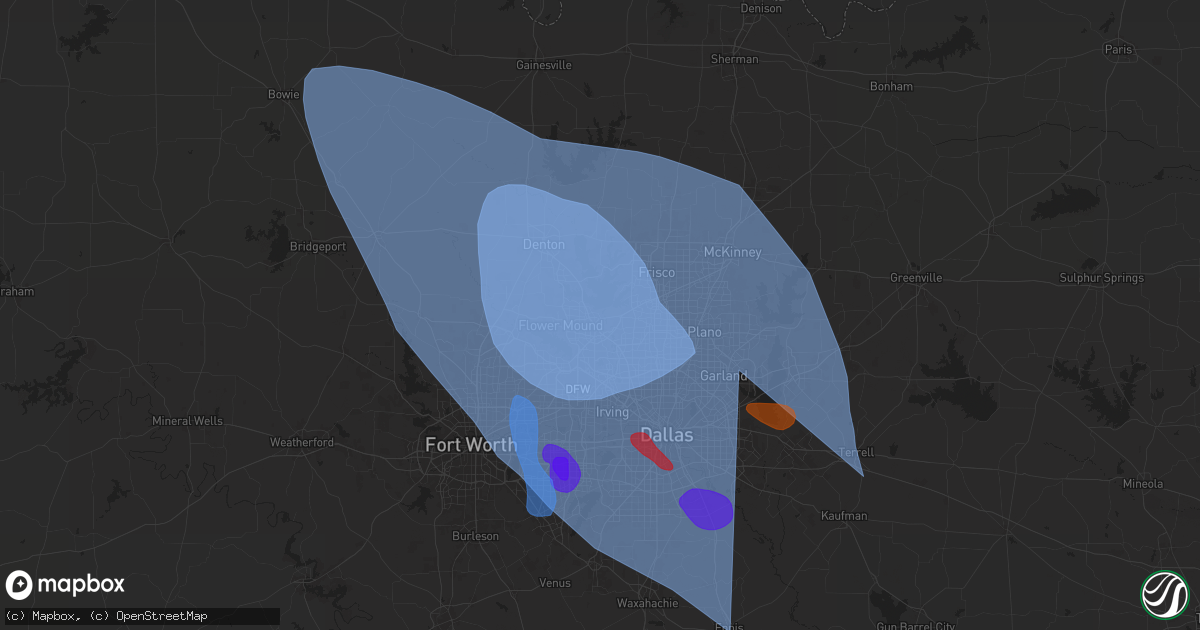 Hail map in Lewisville, TX on May 27, 2024