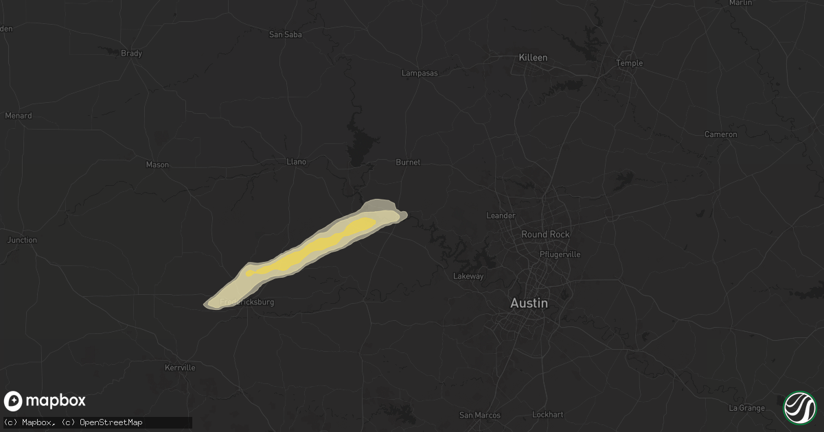 Hail map in Marble Falls, TX on May 27, 2024