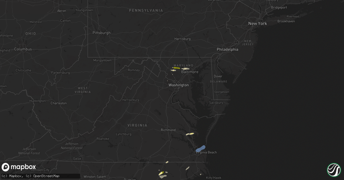 Hail map in Maryland on May 27, 2024