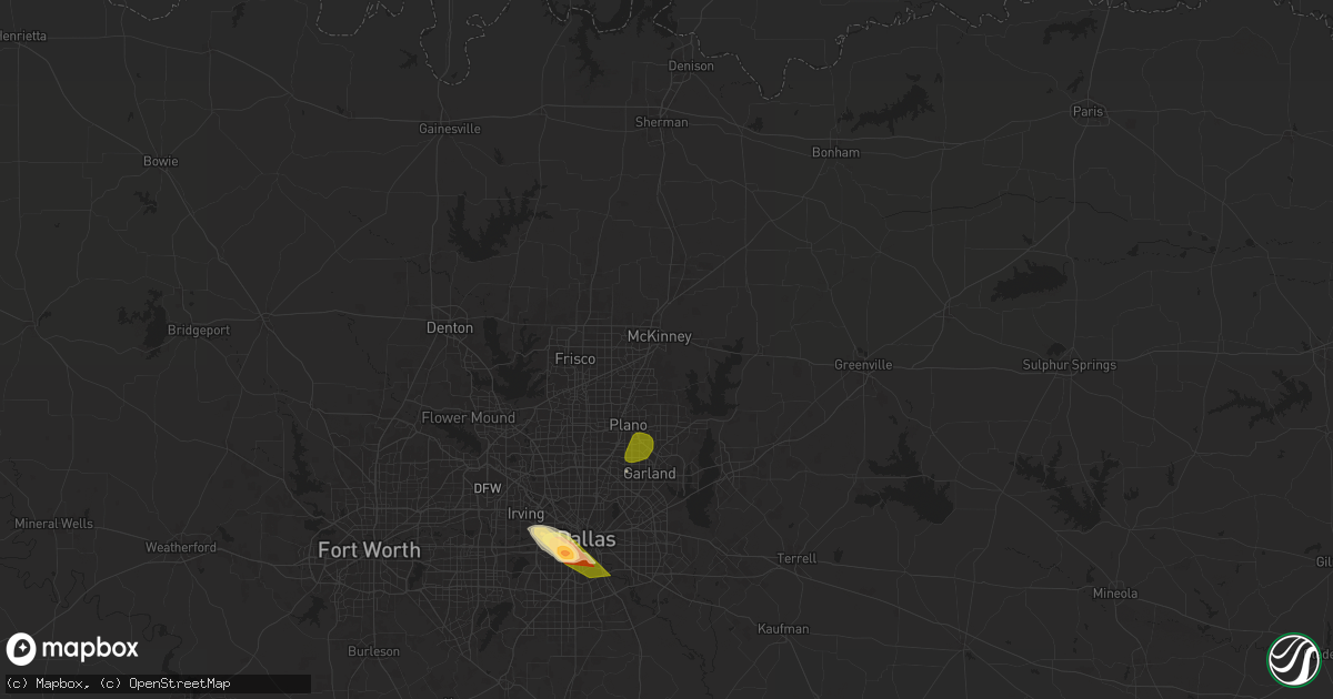 Hail map in Mckinney, TX on May 27, 2024