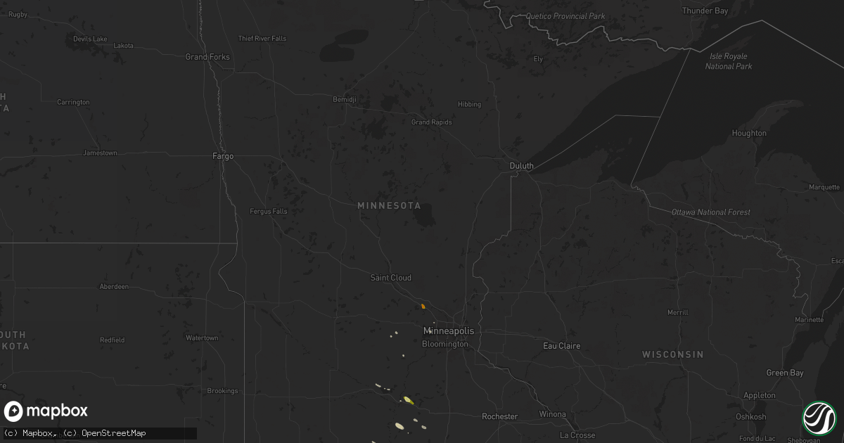 Hail map in Minnesota on May 27, 2024