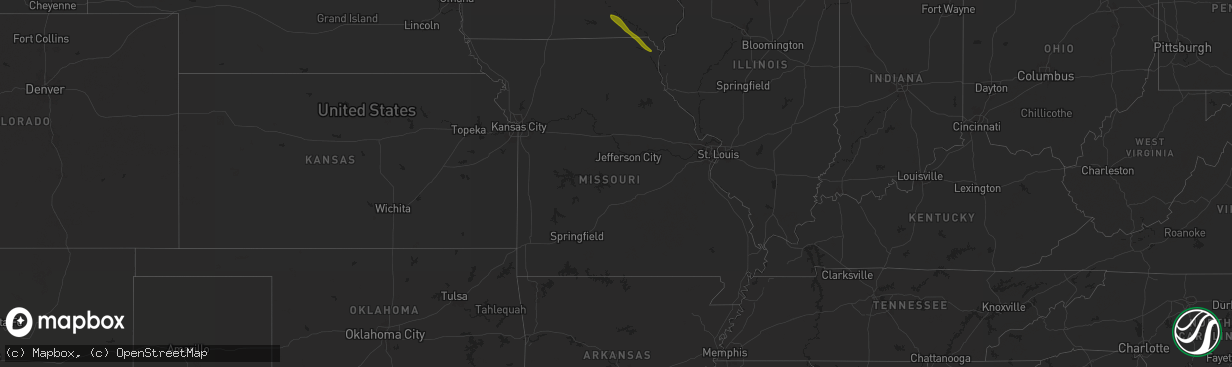 Hail map in Missouri on May 27, 2024