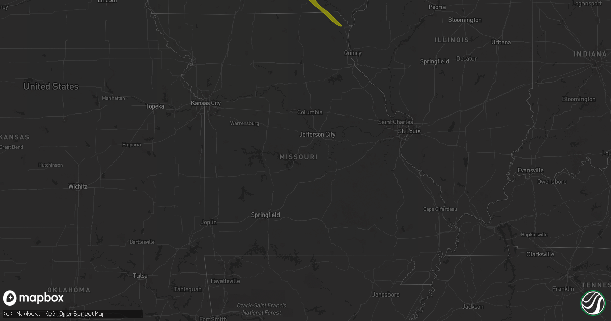 Hail map in Missouri on May 27, 2024