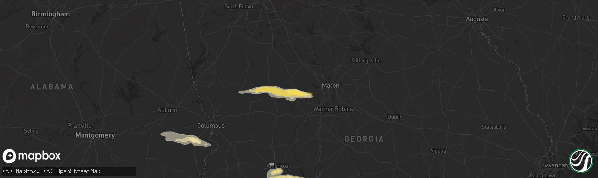 Hail map in Musella, GA on May 27, 2024