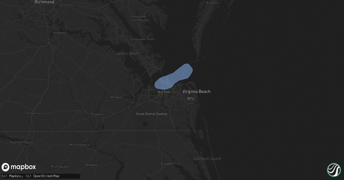 Hail map in Norfolk, VA on May 27, 2024