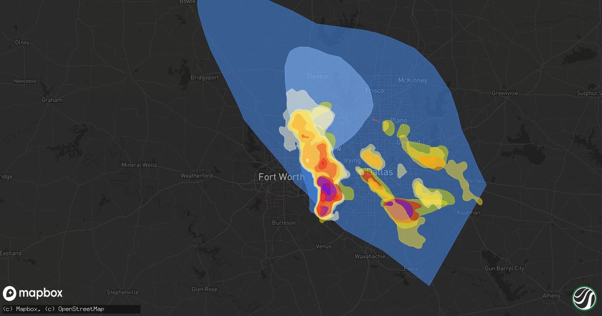 Hail map in North Richland Hills, TX on May 27, 2024