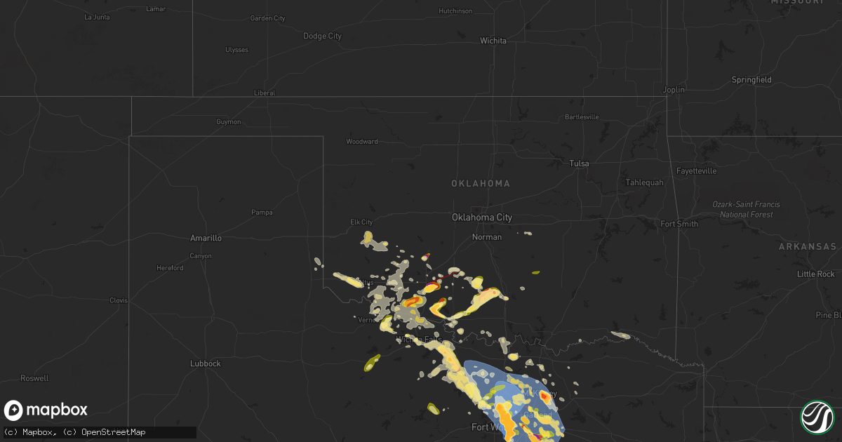 Hail map in Oklahoma on May 27, 2024