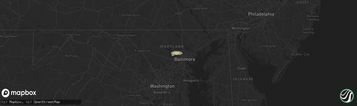 Hail map in Pikesville, MD on May 27, 2024