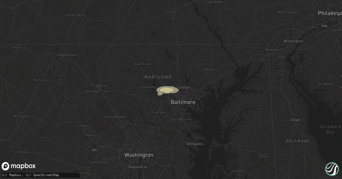 Hail map in Pikesville, MD on May 27, 2024