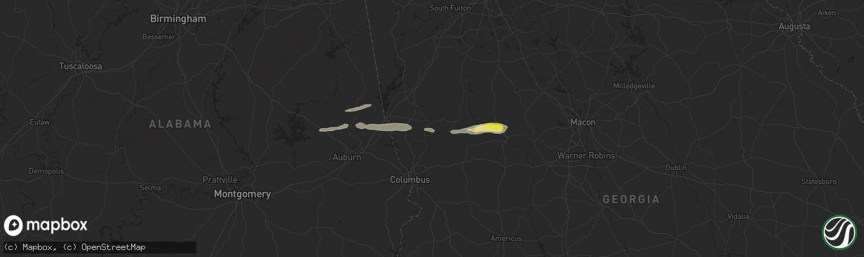 Hail map in Pine Mountain Valley, GA on May 27, 2024