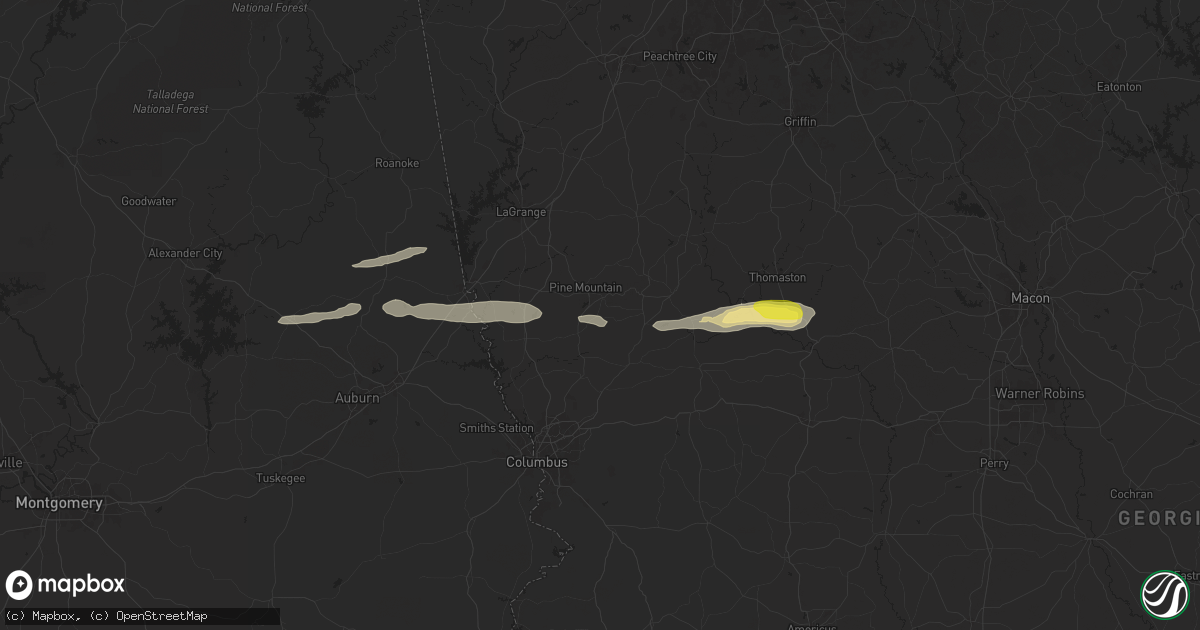 Hail map in Pine Mountain Valley, GA on May 27, 2024
