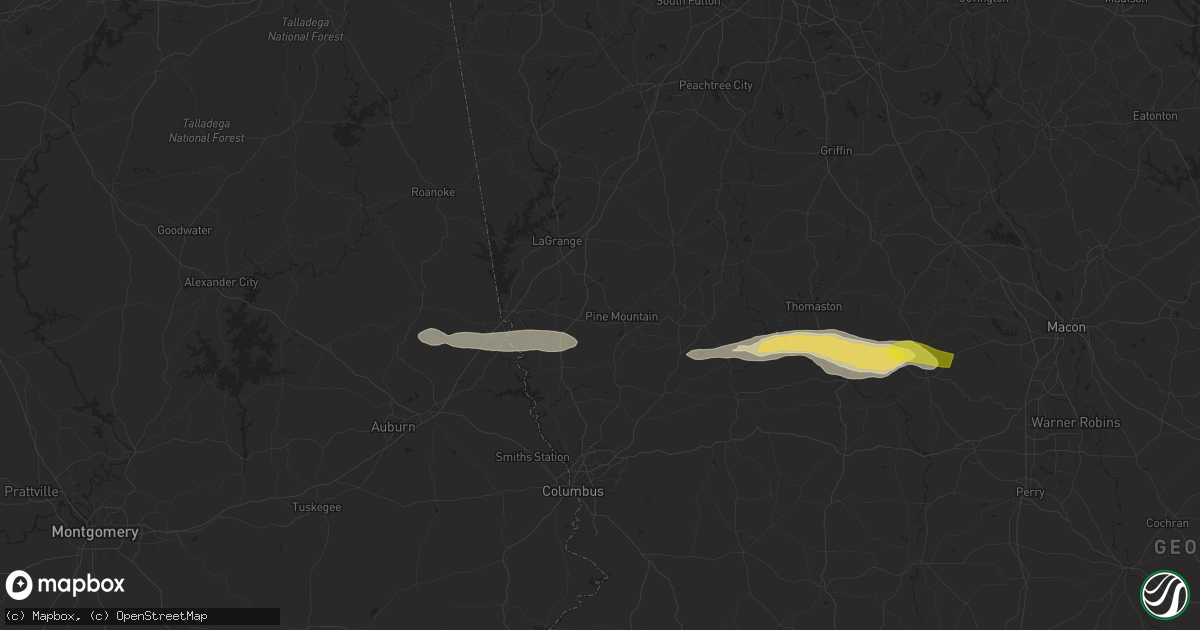 Hail map in Pine Mountain, GA on May 27, 2024