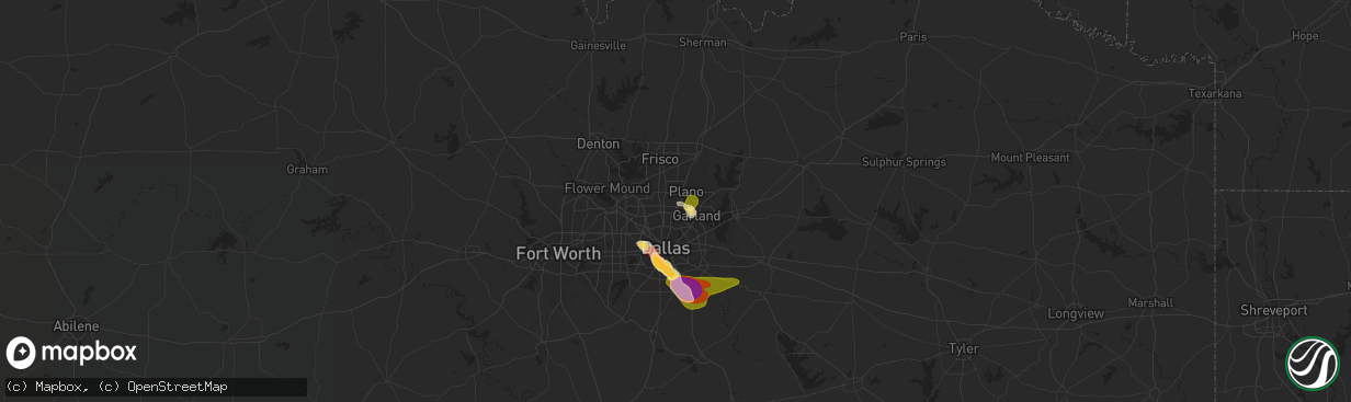 Hail map in Richardson, TX on May 27, 2024