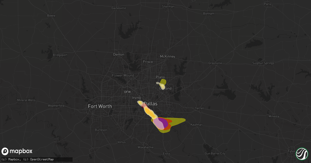 Hail map in Richardson, TX on May 27, 2024