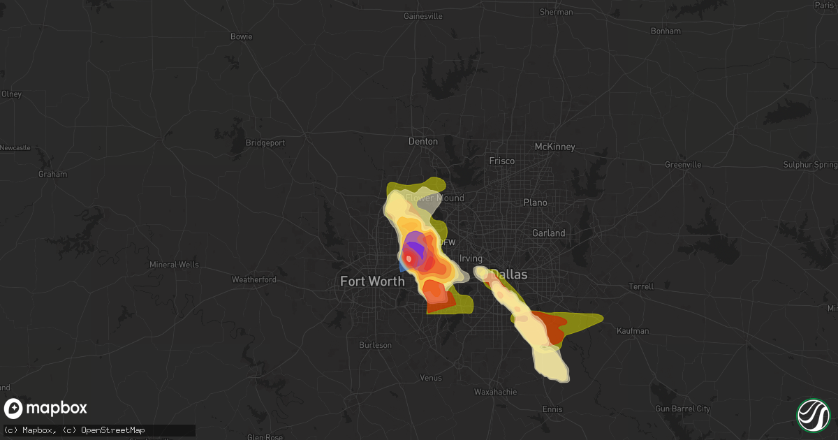 Hail map in Southlake, TX on May 27, 2024