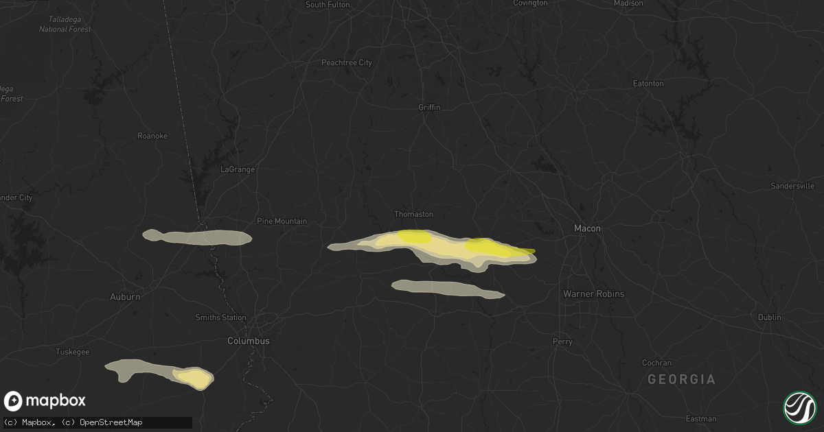 Hail map in Thomaston, GA on May 27, 2024