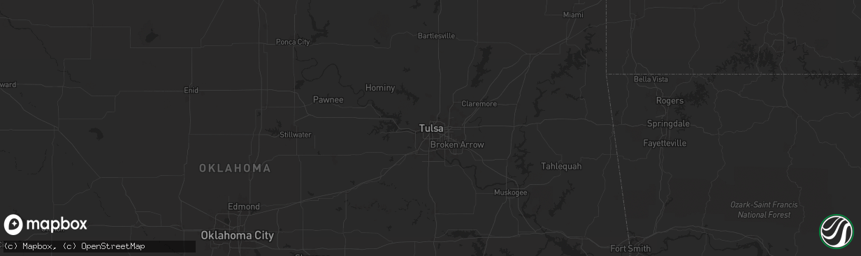 Hail map in Tulsa, OK on May 27, 2024