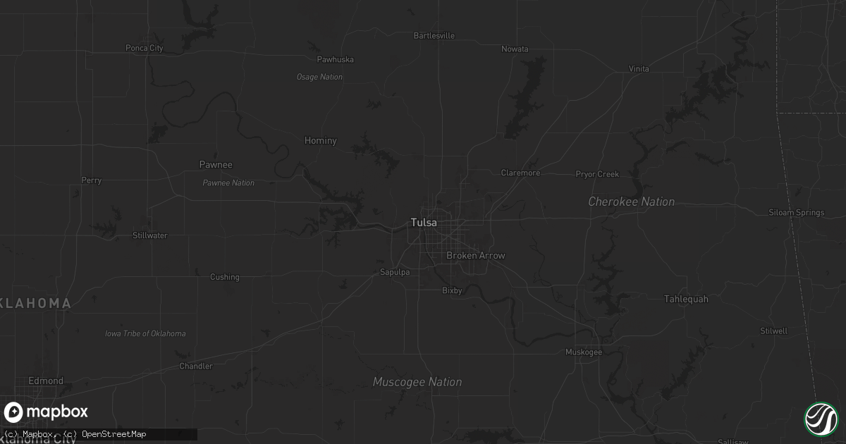 Hail map in Tulsa, OK on May 27, 2024
