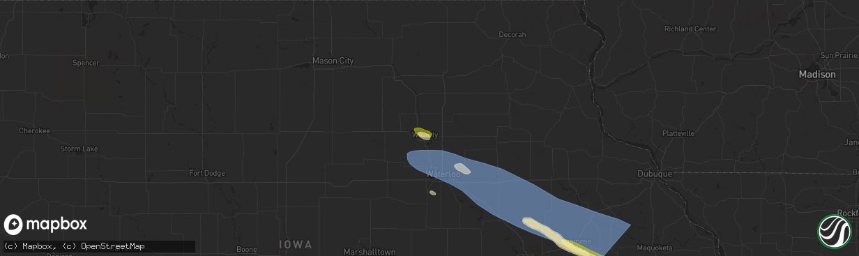 Hail map in Waverly, IA on May 27, 2024