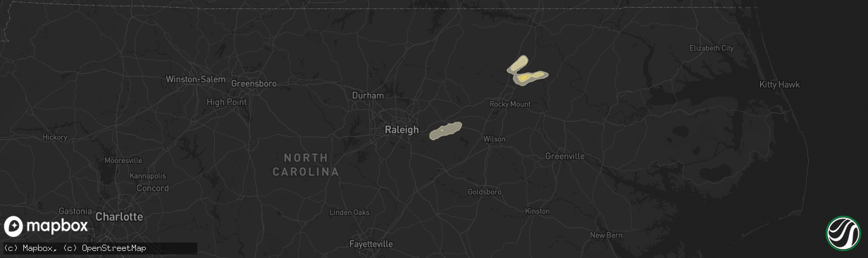 Hail map in Wendell, NC on May 27, 2024