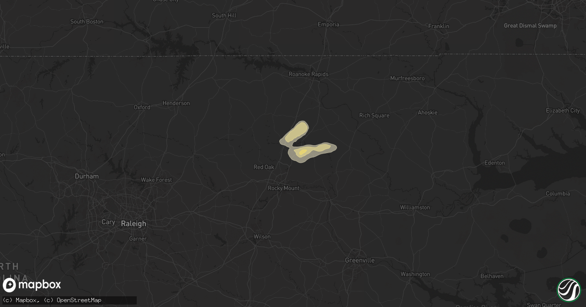 Hail map in Whitakers, NC on May 27, 2024
