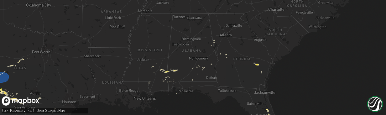 Hail map in Alabama on May 27, 2025