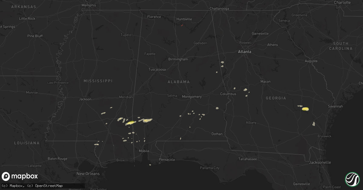 Hail map in Alabama on May 27, 2025